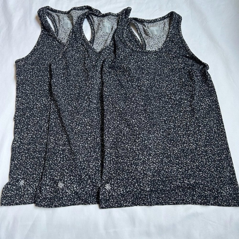 3 Athleta Speedlight Black/ White Gravel Racerback Tank Tops Size XS